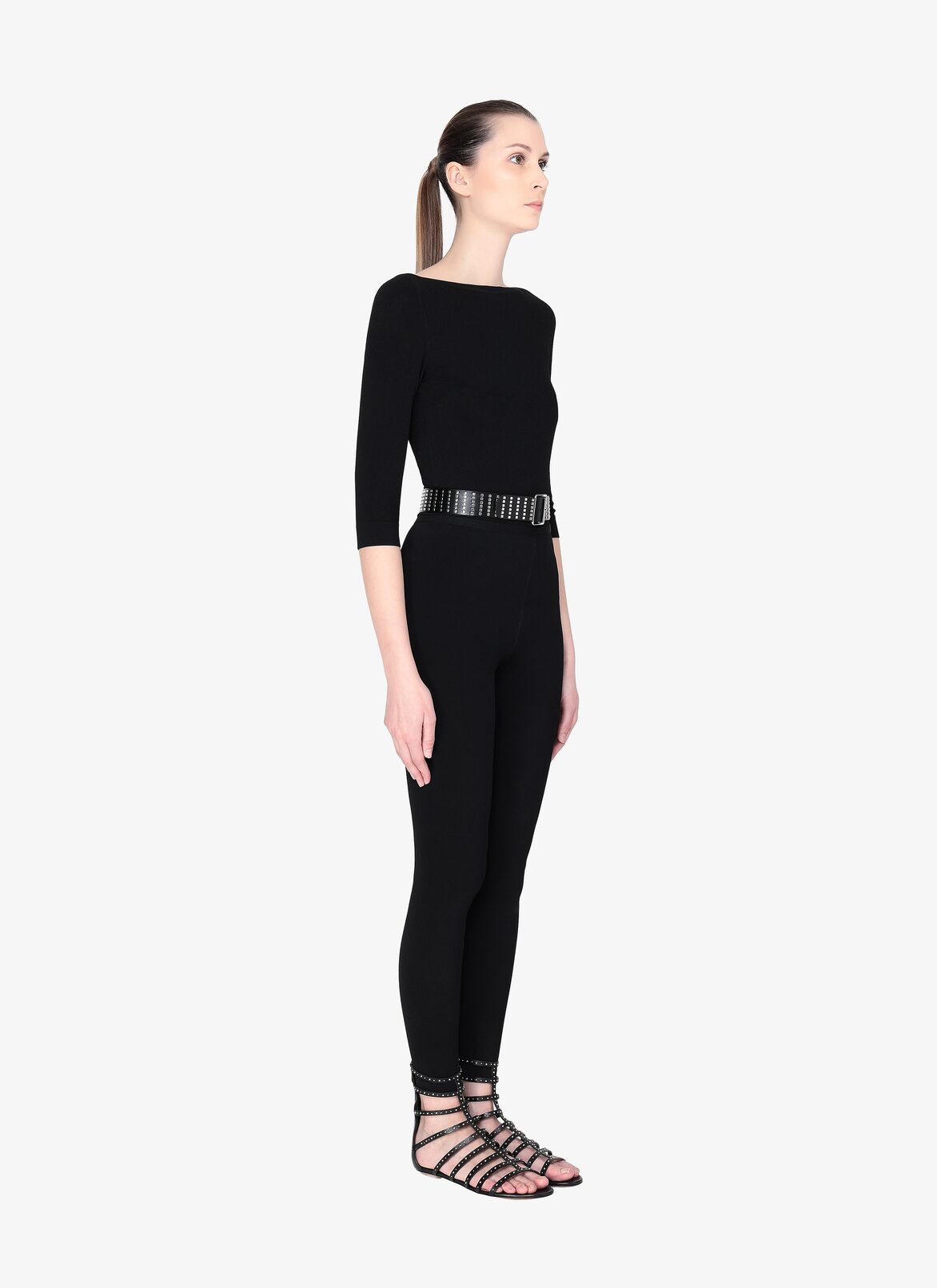 BELT CUIR LUX+RIVET BLACK ALAÏA BLACK  BELT CUIR LUX+RIVET BLACK